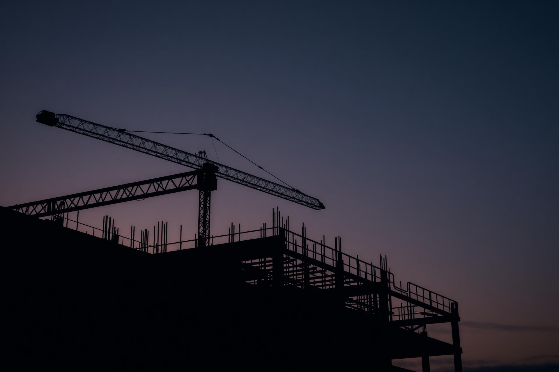 Construction site at dusk in Washington DC